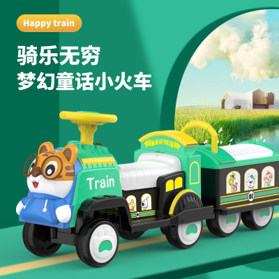 Seated Perambulator Retro Train Children's Toy Car Novelty Toys Boys and Girls over 3 Years Old Four-Wheel Baby Carriage