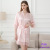 Foreign Trade Women's Clothing Summer Thin Bathrobe Short Knee-Length Solid Color Sexy Lace Three-Quarter Sleeve Makeup Morning Gowns