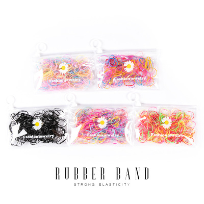 Korean Style Little Daisy Children's Rubber Band Color Strong Pull Constantly High Elastic Hair Ring Hair Rope Hair Tie Disposable Small Rubber Band
