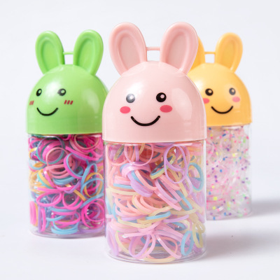Children's Rubber Band Disposable Rubber Band Baby Strong Pull Constantly Black Hair Ring Does Not Hurt Hair Cartoon Bottle Small Rubber Band