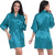 Foreign Trade Women's Clothing Ladies' Robe Artificial Silk Solid Color Thin Cardigan Robe Summer Sexy Short Bathrobe