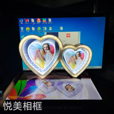 Love Heart Peach Heart With Light Led Magic Mirror