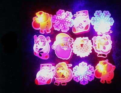 Christmas Children's Cartoon Luminous Ring Brooch Light Wedding Luminous Ring Soft Rubber Brooch Luminous Toy