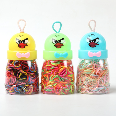 Korean Cartoon Bird Bottle Disposable Small Rubber Band Thickened Macaron Color Series Hair Band High Elasticity Hair Ring Hair Rope