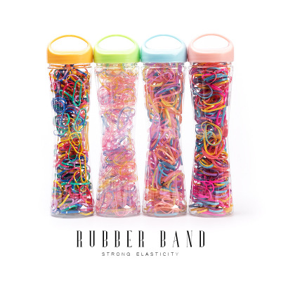 2021 New Bottled Hair Band Korean Style Children's Hair Accessories Strong Pull Constantly Disposable Small Rubber Band Colored Hair Band Hair Accessories