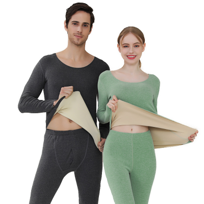 New Warm Underwear Women's Double-Sided Brushed Heating AB Surface plus Velvet De Base Men's Thermal Underwear Set