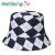 European and American Geometric Rhombus Plaid Fisherman Hat Summer Sun-Proof Men and Women Couple Outdoor Casual Sun-Proof Double-Sided Wear Bucket Hat
