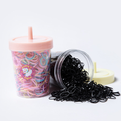 Korean Style Internet Celebrity Milky Tea Cup Disposable Color New Small Rubber Band Hair Rope Hair Rope High Elastic Hair Band Tie Small Braid