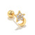European and American Fashion Star Moon Ear Bone Stud 18K Gold Colorfast Earrings Screw Puncture Twist Ball Earrings Ins