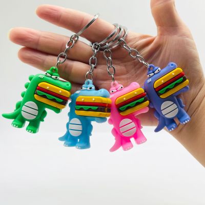 INS Hot Cartoon Dinosaur Keychain PVC Flexible Glue Cute Foodie Toy Bag Pendant Activity Gift Gift