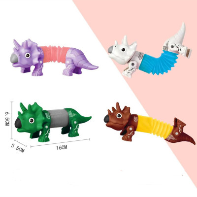 Cross-Border New DIY Retractable Variety Dinosaur Decompression Pop Tube Color Extension Tube Decompression Toy