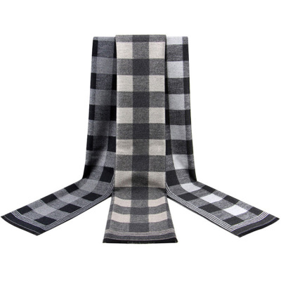 New Men's Scarf European and American Business Winter Warm Cashmere-like Black and Gray Plaid Scarf Men's Scarf Manufacturer