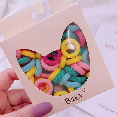 50 PCs Candy Color Towel Ring Children's Hair Band Girls Tie Hair Small Thumb Ring Does Not Hurt Hair Highly