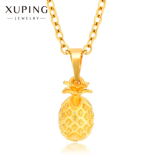 Xuping Jewelry Cartoon Cute Fruit Pineapple Pendant Female Plated 24K Gold Color Fashion Pineapple Pendant Necklace Accessories