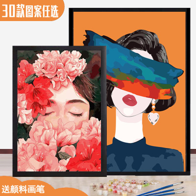 DIY Digital Oil Painting Oil Painting Coloring Relieving Boredom Hand Painting Coloring Filling Flower Banquet Girl Decorative Painting