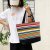 Large Capacity Simple Striped Canvas Bag Women's Ins Literary Lazy Summer Shopping Bag Handbag Large Shoulder Bag