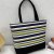 Large Capacity Simple Striped Canvas Bag Women's Ins Literary Lazy Summer Shopping Bag Handbag Large Shoulder Bag