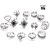 Cross-Border Antique Silver Hollow Lotus Knuckle Ring Diamond Water Drop Oil Drops European and American Vintage Ring Pack 15 Pieces Ring Set