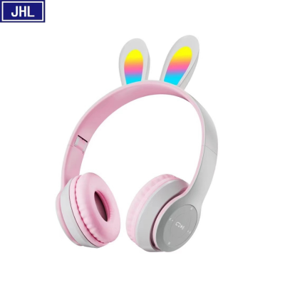 P47r Bluetooth Headphone Head-Mounted Rabbit Ears Children's Online Class Game Headset Dynamic Bass Boost Headset.