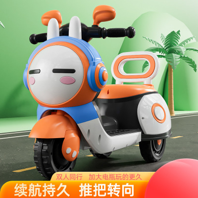 New Children's Electric Car Three Wheeled Motorcycle Male and Female Baby Battery Car Children Can Sit on People Rechargeable Toy Remote Control