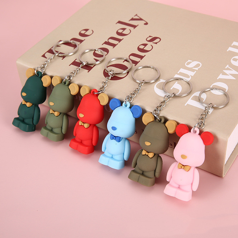 时尚北欧领结熊钥匙扣潮流个性暴力熊包包挂件情侣配饰创意小礼品