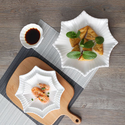 Creative Ceramic Octagonal Starfish Plate Nordic Steak Plate Hotel Tableware Restaurant Dish Cold Dish Pure White Dim Sum Plate