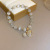 Chinese Style Pearl Peace Buckle Opal Jade Pendant Heart Bracelet Kitten Stylish Adjustable Bracelet Artistic Bracelet