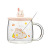Glass Good-looking Breakfast Cup Cute Rabbit Couple Coffee Mug Household with Cover Spoon Large Capacity Cup Gift