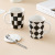 Creative Nordic Ceramic Cup Good-looking Irregular Black and White Chessboard Grid Mug Word Afternoon Tea Coffee Cup Household