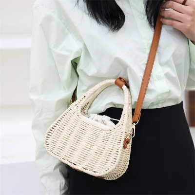 Straw Bag Rattan Women's Beach Bag Hand-Woven Handbags Casual Messenger Bag Supply Wholesale