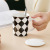 Creative Nordic Ceramic Cup Good-looking Irregular Black and White Chessboard Grid Mug Word Afternoon Tea Coffee Cup Household