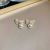Silver Stud Rhinestone-Encrusted Pearl Letter Love Heart Bow Tie Earrings French High Sense Design Ear Studs Graceful Earrings Wholesale