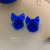 925 Silver Needle Klein Blue Heart Wool Ball Earrings Autumn and Winter New Bear Earrings Plush High-Grade Earrings for Women