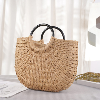 Hand-Held Straw Bag Paper String Hand-Woven Beach Bag Large Capacity Women's Bag Casual Hand Holding Women's Bag