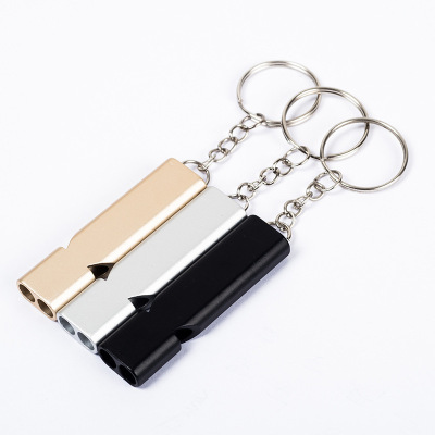 High Frequency Whistle Double Tube Whistle Aluminum Alloy Metal Outdoor Survival Whistle Whistle Outdoor Metal Survival Whistle Whistle
