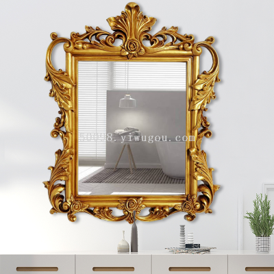 European-Style Vintage Engraving Wall-Hanging Mirror Hotel KTV Club Wash Basin Model Room Home Decoration Bathroom Wedding Decorative Mirror