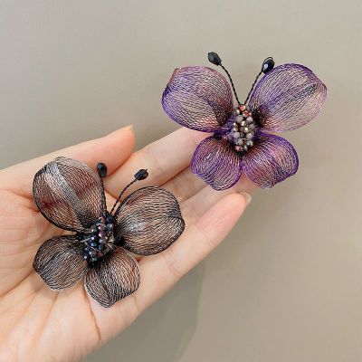 Youjia Lightweight Hand-Woven Gradient Butterfly Brooch Coat Cardigan Eye-Catching Elegant Corsage Pin Accessories