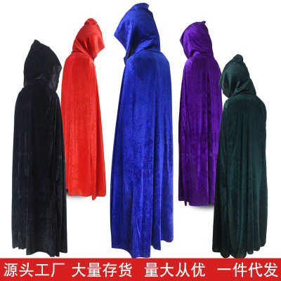 Halloween Cloak Cosplay Costume Dense Velvet Wizard Adult Death Vampire Female Witch Cloak Robe
