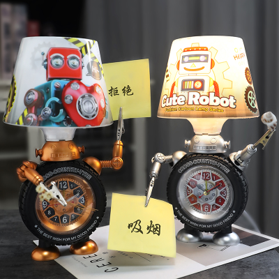 Haotao Clock Mh9051 Robot 2022 New LED Table Lamp Alarm Clock Note Clip Sub-Function Fashion Gift