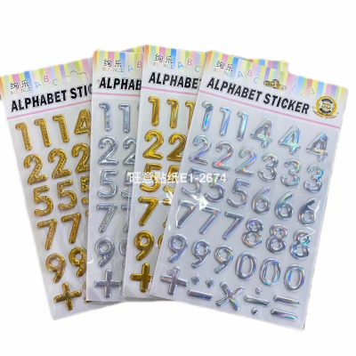 Alphanumeric Stickers Bronzing and Silver Plating Laser English Stickers DIY Combination Stickers 3D Stereo Bubble Sticker ABC