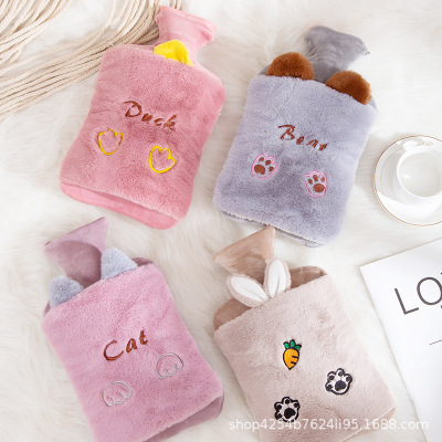 Thickened Explosion-Proof Hot-Water Bag Cartoon Cute Plush PVC Hot Water Bag Water Injection Student Warm Belly Heating Pad Wholesale