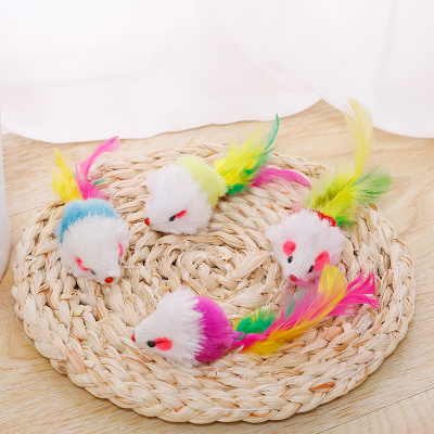 Factory Wholesale HAVO Cat Toy Colorful Tail Plush Sounding Mouse Toy Colorful Cat Supplies Cat Toy