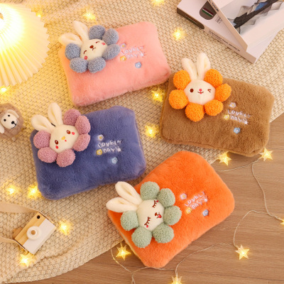 Cute Rabbit Heating Pad Charging Hot Water Bag Automatic Power off Hand Warmer Removable and Washable Cartoon Plush Electric Warming