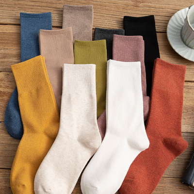 Ader Men's Middle Tube Socks Women's Autumn and Winter High-Top Ins Trendy Zhuji Japanese Pure Color High Bunching Socks New Wholesale