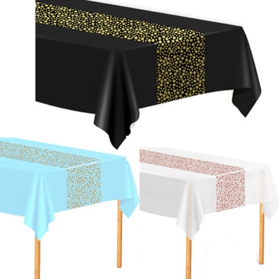 Printing Party Plastic PE Tablecloth Black Gold Dot Rose Gold Gilding Disposable Tablecloth Dot Party Tablecloth