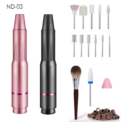Electric Manicure Machine USB Electric Nail Sander Nail Piercing Device Manicure Implement Portable Pink Grinding Pen