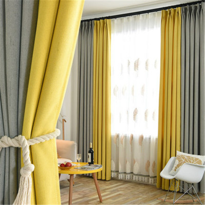 Factory Direct Sales Thickened Meteor Linen Stitching Curtain Hotel Engineering Office Bedroom Living Room Finished Product Customization