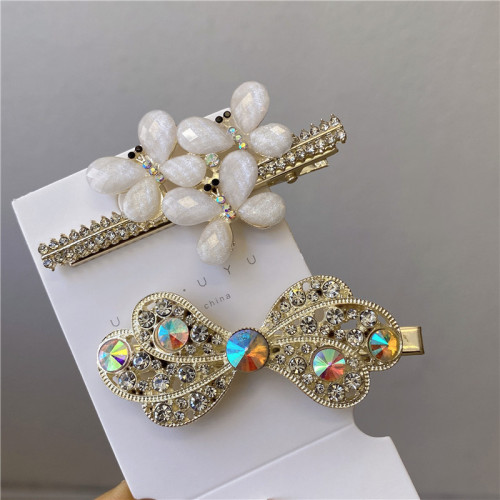 2022 new high texture rhinestone bow hairpin temperament full diamond super shiny fashion forehead side clip girl hair accessories