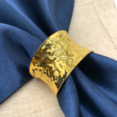Wholesale Hot Sale Metal Plating Color Retaining Golden Small Waist Napkin Ring Size Leaves Napkin Ring Napkin Ring