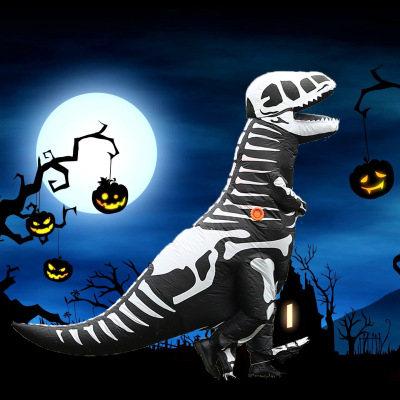 Cross-Border Bones Dragon Inflatable Clothing Halloween Black and White Skeleton Cartoon Doll Dinosaur Play Costume